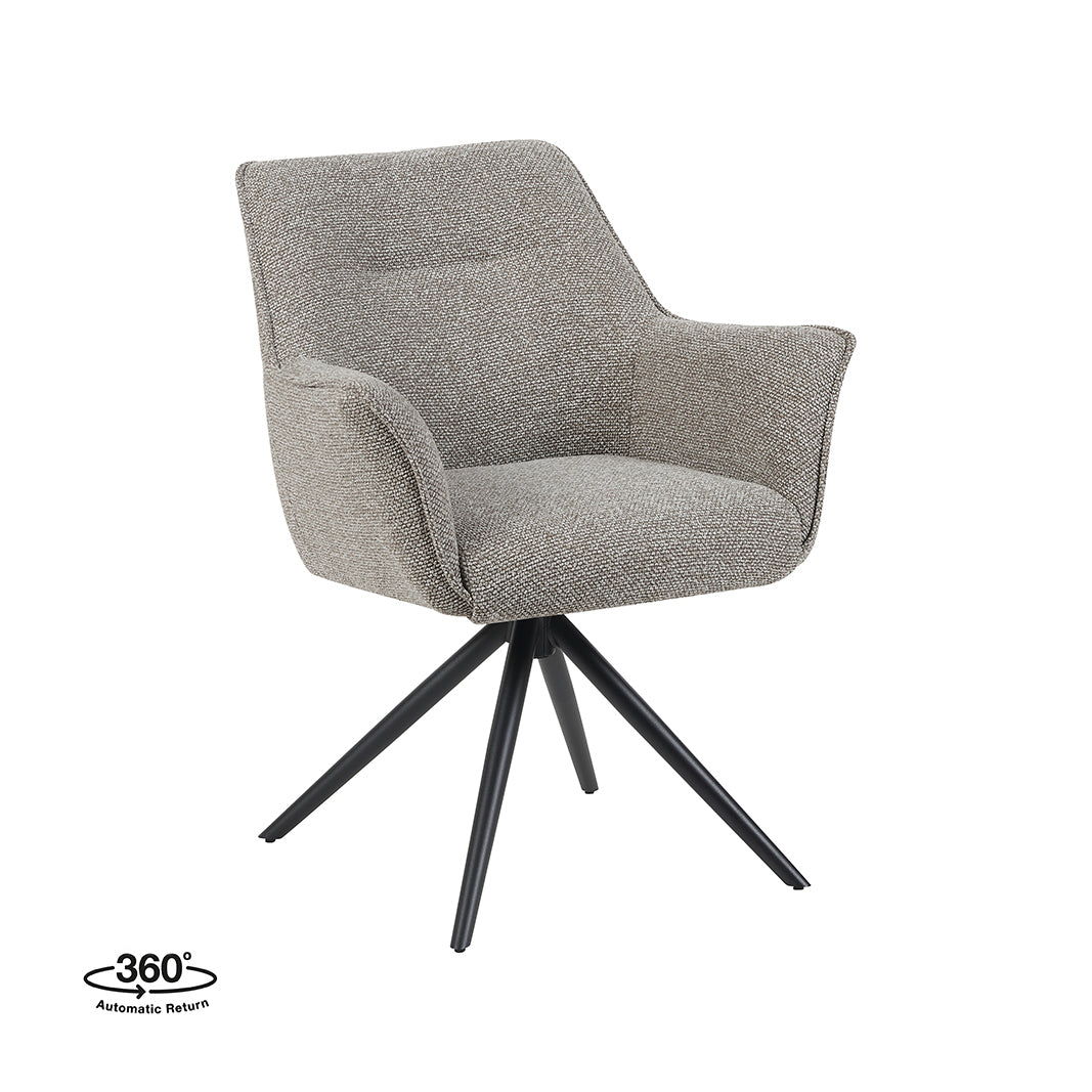 LABEL51 Eetkamerstoel Kimora - Mushroom - Royal Boucle - Zwart Metalen Frame