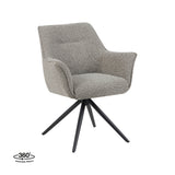 LABEL51 Eetkamerstoel Kimora - Mushroom - Royal Boucle - Zwart Metalen Frame