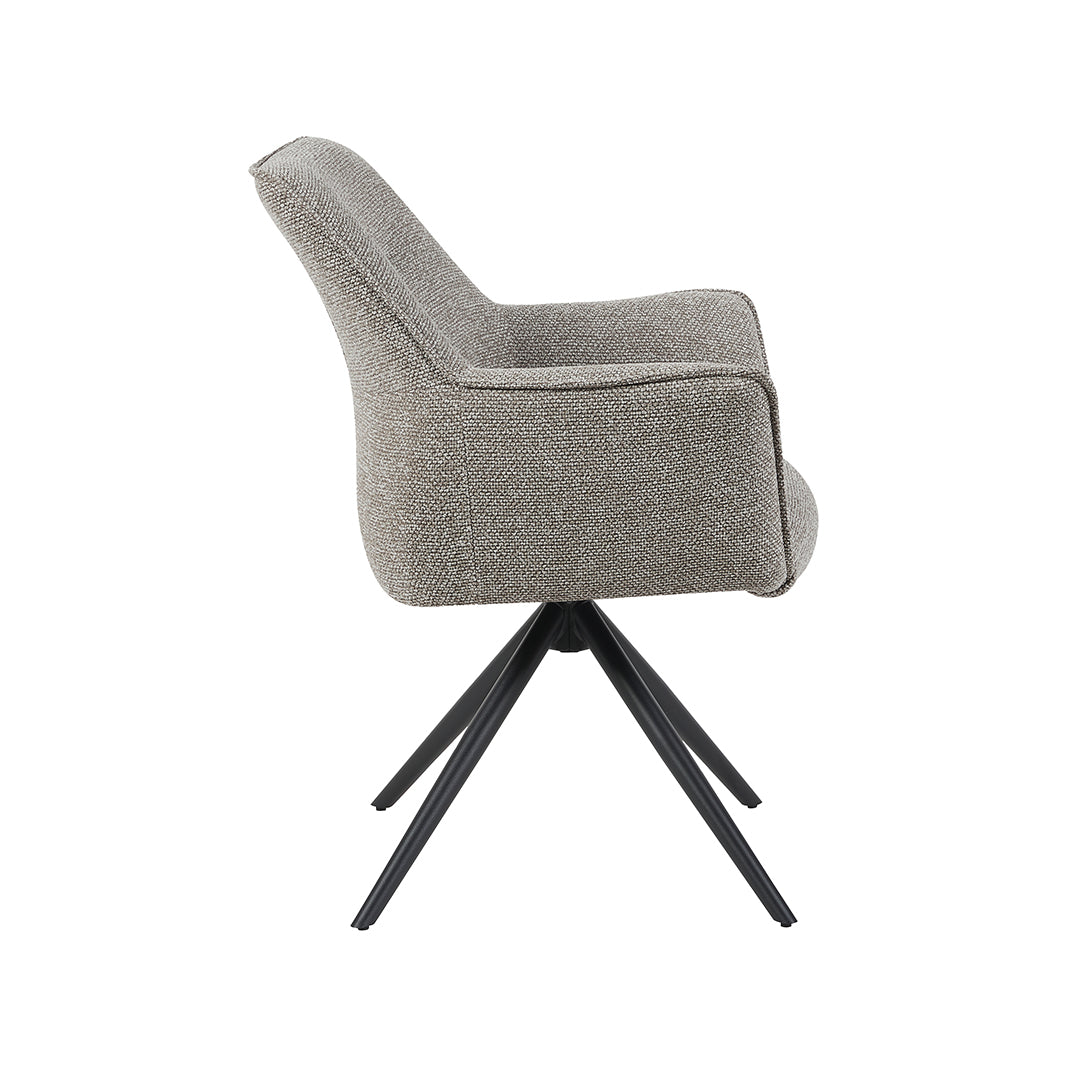 LABEL51 Eetkamerstoel Kimora - Mushroom - Royal Boucle - Zwart Metalen Frame