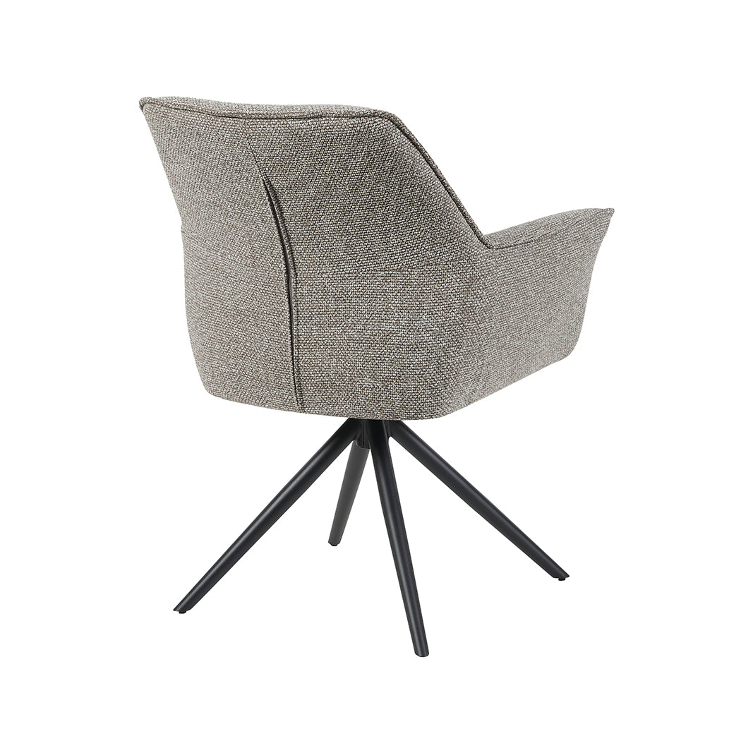 LABEL51 Eetkamerstoel Kimora - Mushroom - Royal Boucle - Zwart Metalen Frame