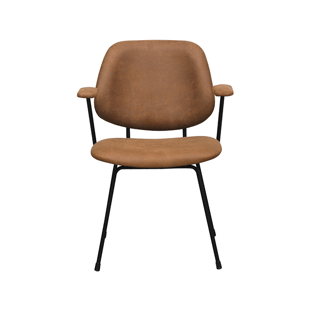 LABEL51 Eetkamerstoel Rivano - Cognac - Micro Suede - Zwart Metalen Frame