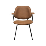 LABEL51 Eetkamerstoel Rivano - Cognac - Micro Suede - Zwart Metalen Frame