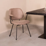 LABEL51 Eetkamerstoel Rivano - Taupe - Micro Suede - Zwart Metalen Frame