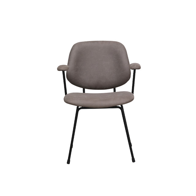 LABEL51 Eetkamerstoel Rivano - Taupe - Micro Suede - Zwart Metalen Frame