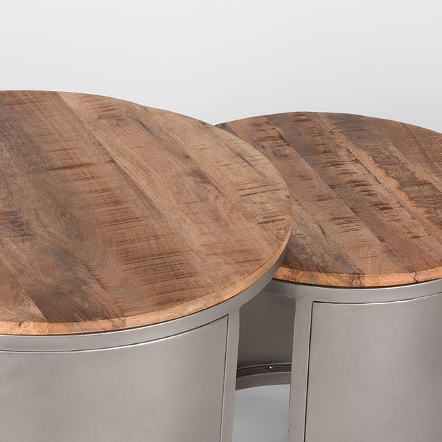 D-MAXX Salontafel Set Bunch - Rough - Mangohout - 60 cm - Rond