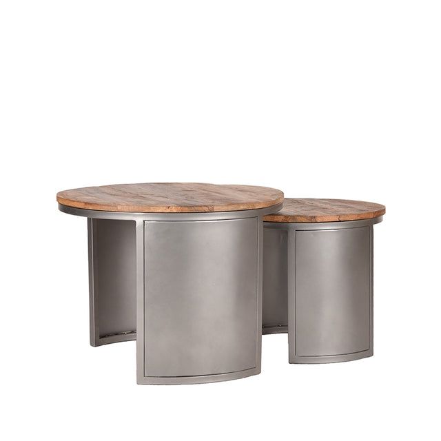 D-MAXX Salontafel Set Bunch - Rough - Mangohout - 60 cm - Rond