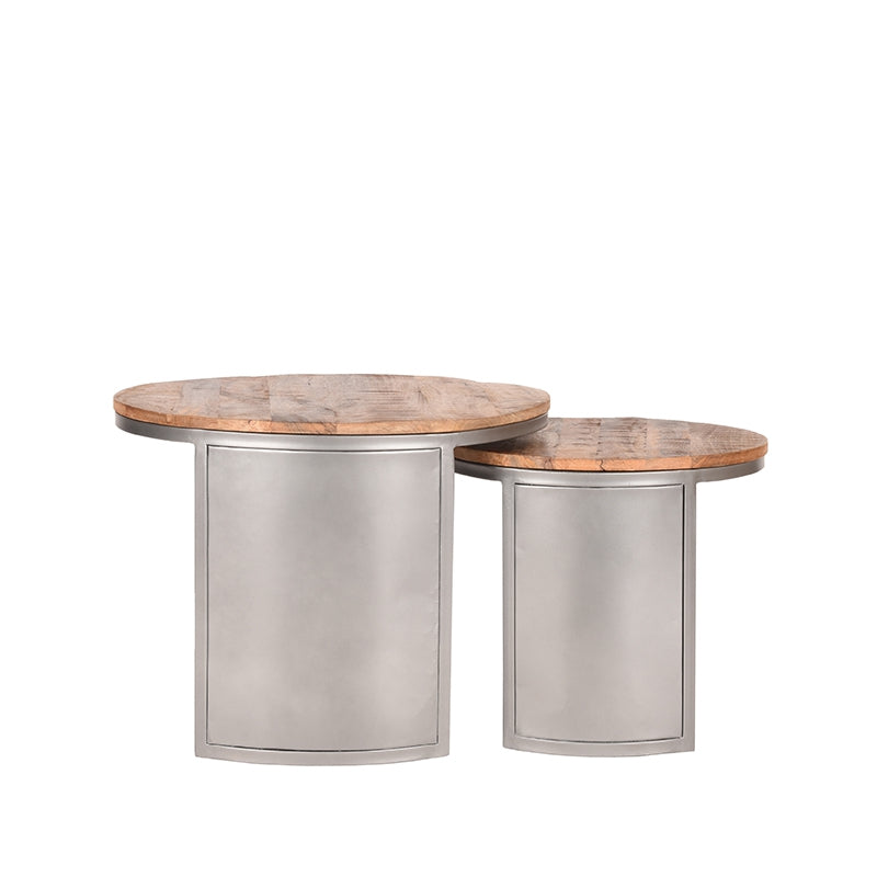 D-MAXX Salontafel Set Bunch - Rough - Mangohout - 60 cm - Rond