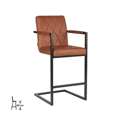 LABEL51 Barkruk Denmark - Cognac - Microfiber - Zithoogte 65 van LABEL51 - laagste prijs offerte van PureWonen